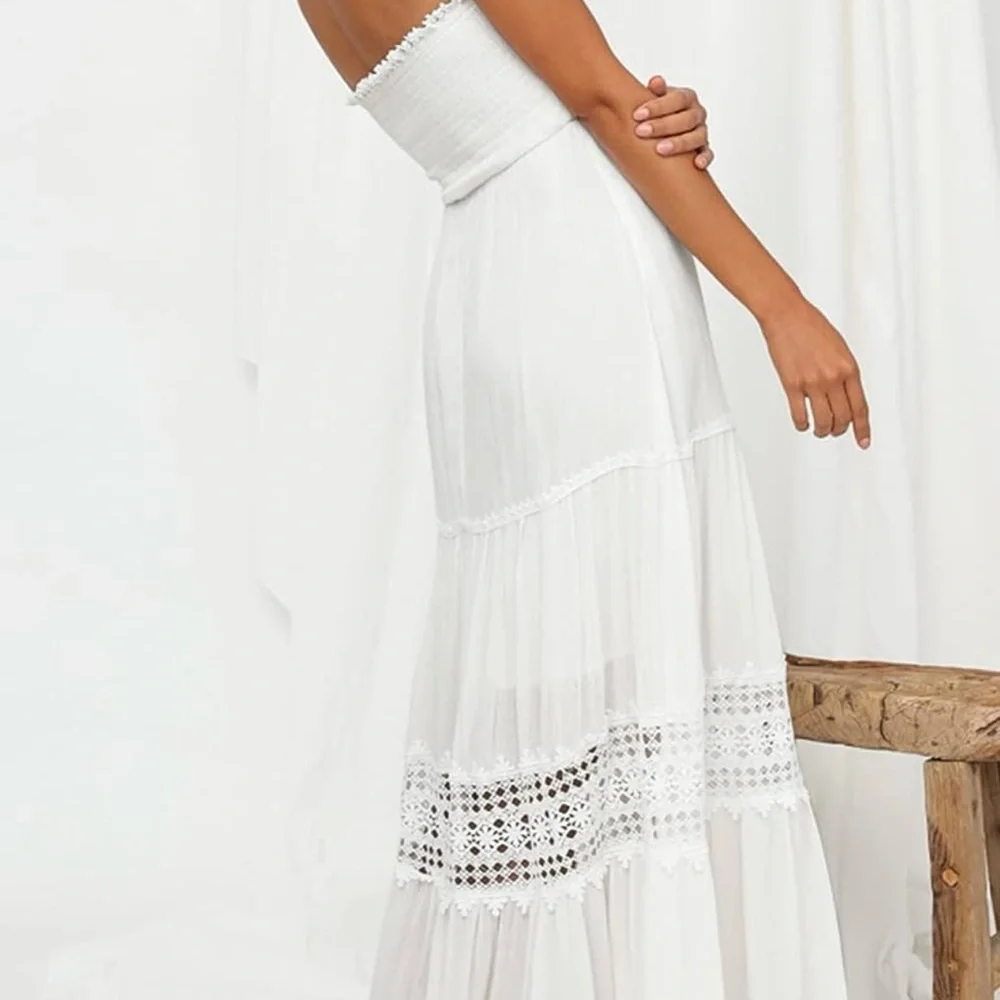 White Strapless Summer Dress - Picture 2 of 4